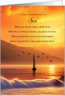 Son Anniversary of Death with Spiritual Poem Ocean Sea Sailboat card