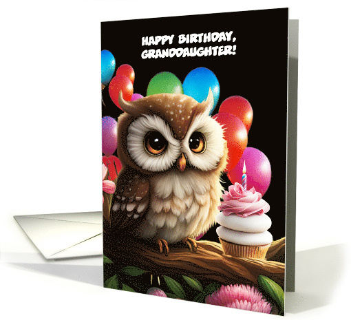 Granddaughter Happy Birthday with Cute Owl Balloons Custom card