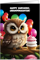 Granddaughter Happy Birthday with Cute Owl Balloons Custom card
