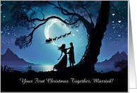 1st Christmas as Married Couple Romantic Moonlight Customizable card