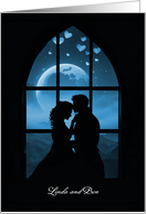 Anniversary Wedding Custom Names Beautiful Couple in the Moonlight card