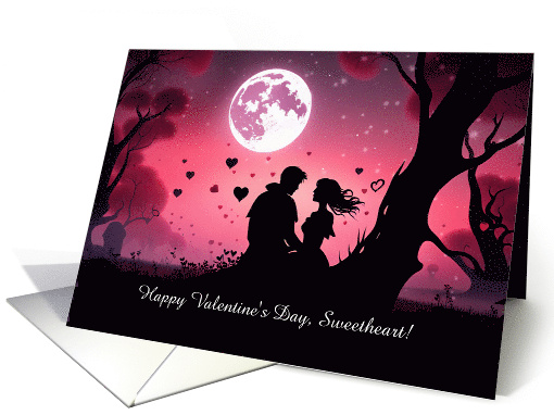 Valentines Day for Sweetheart Cute Couple Hearts and Moon... (1784256)