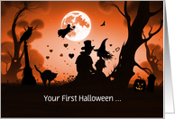 1st Halloween Together as an Engaged Couple Cute Customizable card