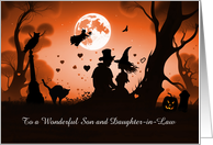 Son and Daughter in Law Happy Halloween with Cute Couple Custom card