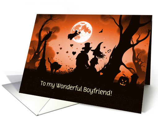 Boyfriend Happy Halloween Cute Couple with Witch Customizable card