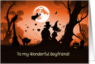 Boyfriend Happy Halloween Cute Couple with Witch Customizable card