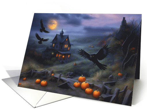 Halloween from Our House to Yours Cute House with Owls card (1784768)