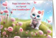 Great Granddaughter Valentines Day with Cute Kitten and Hearts card