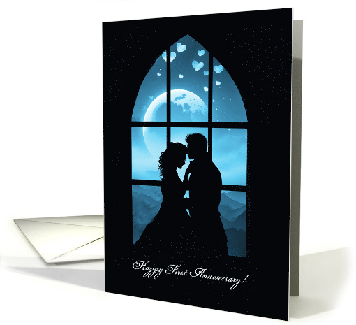 First Anniversary Pretty Couple in the Window Customizable Year card