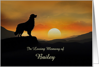 Dog Sympathy Pet Loss Custom Name Beautiful Dog and Sunset card