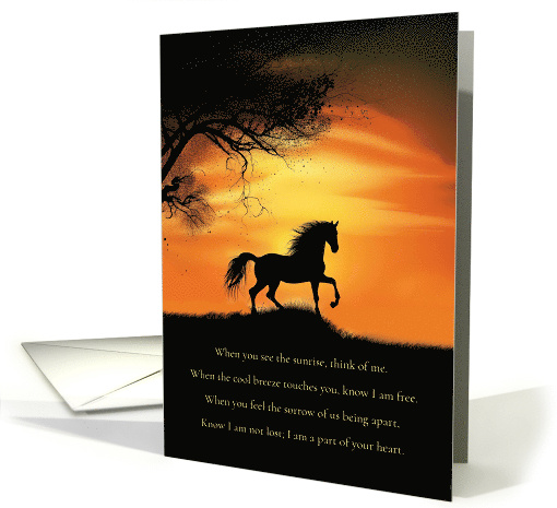 Horse Sympathy Loss of Horse with Poem Horse in Sunset card (1785414)