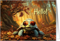 Hello Cute Turtle with Shades Sunglasses in the Outdoors Fall Colors card