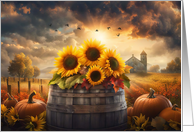 Thanksgiving General Happy Thanksgiving Country Scene Sunflowers card
