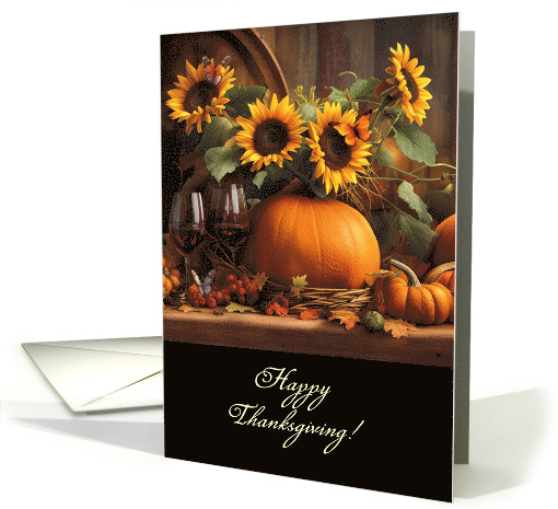 Thanksgiving with Wine Sunflowers Pumpkins Butterflies... (1786316)