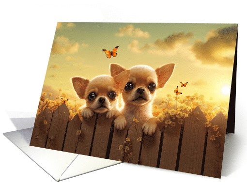 Get Well Feel Better Concerned Little Chihuahua Puppies Flowers card