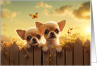 Get Well Feel Better Concerned Little Chihuahua Puppies Flowers card