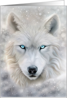 Winter Solstice Yule White Wolf Snow Pretty Winter Solstice Blessing card