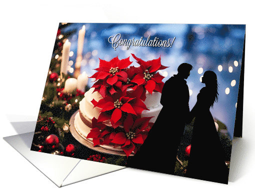 Christmas Wedding Congratulations with Wedding Cake and Couple card