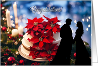 Christmas Wedding Congratulations with Wedding Cake and Couple card