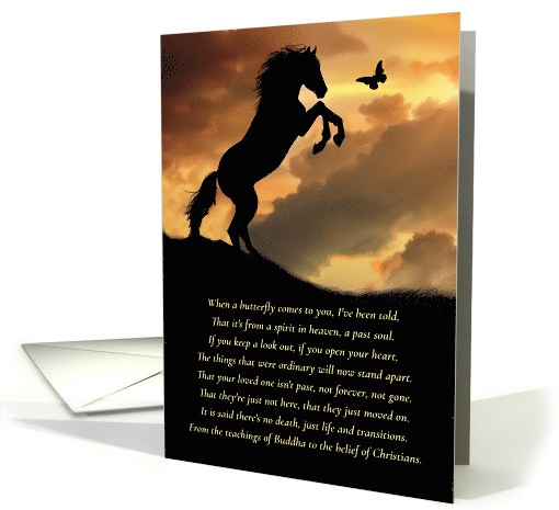 Sympathy Grieving Loss of Loved One Horse And Butterfly with Poem card
