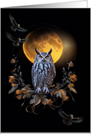 Samhain with Owls and Moon Bohemian with Flowers and Feathers card