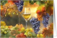 Wine Blank Notes with White Wine Grapes and Fall Foliage Pretty card