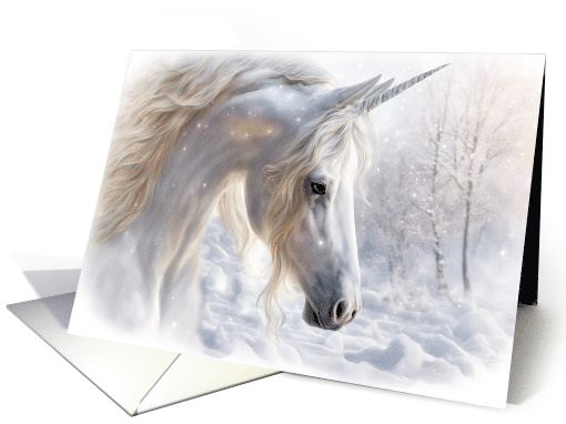 Unicorn Fantasy in the Snow with Faux Sparkles Pretty... (1788400)