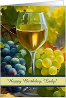 Happy Birthday Wine and Grapes Painted Feel For Her Customizable Text card
