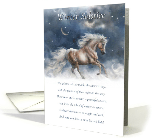 Winter Solstice Yule Blessing Poem Horse and Crescent Moon card