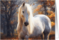 Thinking of You Pretty Grey Dabble Horse With Fall Colors Butterflies card