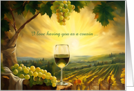 Cousin Happy Birthday Funny Wine and Grapes Custom Text Cover card