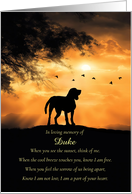 Dog Pet Sympathy Custom Name With Spiritual Poem in Sunset card