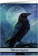 Halloween Raven Nevermore Edgar Allan Poe Moon and Night card