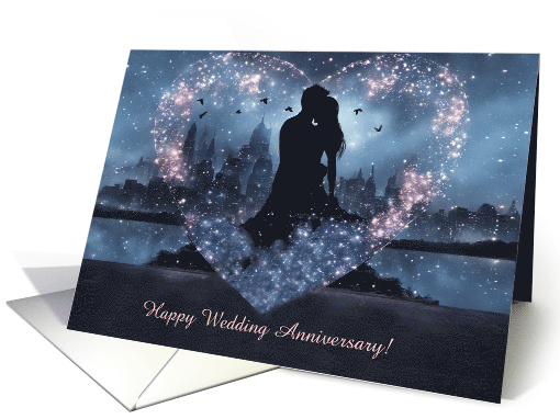 Anniversary for Wedding Cute Couple Silhouette with City... (1796302)