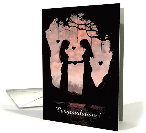 Congratulations Wedding Lesbian with Hearts and Custom Text card