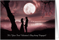 1st Valentine’s Day as an Engaged Couple Moon Water Romantic Custom card