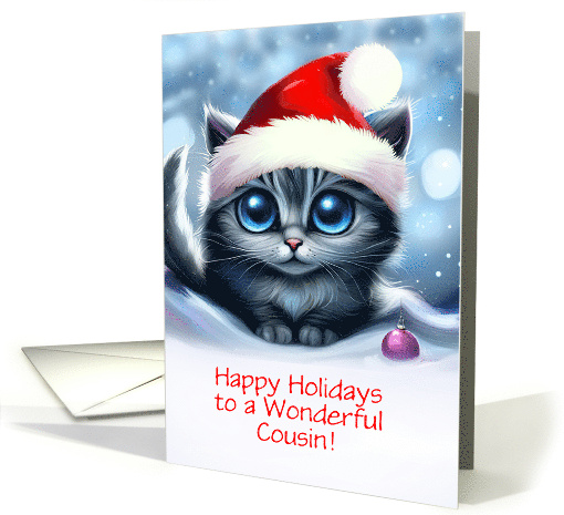 Cousin Happy Holidays Christmas with Cute Cat and Santa... (1798790)