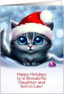 Daughter and Son In Law Happy Holidays Christmas Cute Kitten Custom card