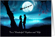 Nephew and Wife Cute Happy Holidays Christmas with Santa Custom card