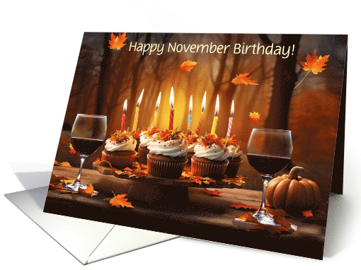 November Happy Birthday with Wine Cupcakes and Falling... (1800412)
