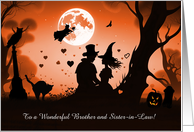 Brother and Sister in Law Cute Couple Halloween Night Customizable card