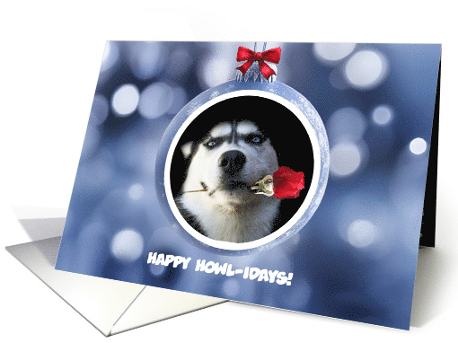 Happy Holidays from Dog Custom Photo Christmas Ornament Cute card
