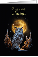 Winter Solstice with Owl and Moon Blessing Original Poem Moon Night card