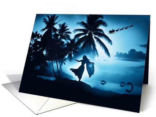 Hawaiian Christmas Holiday Seasons Greetings with Island Dancer card