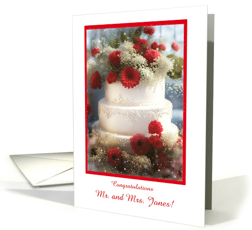 Wedding Congratulations Custom Names on Wedding Cake card (1803524)