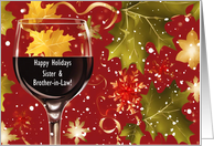 Sister and Brother in Law Happy Holidays Funny Wine Custom Cover card