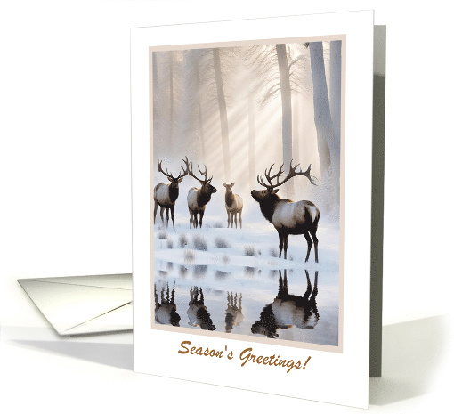 Seasons Greeting Christmas Holiday with Elk and Snow Custom card