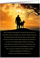 Birthday Getting Older Man and Dog in Sunset with Kind Words card