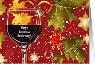 Anniversary on Christmas Cheers Red Wine Custom Cover Text card