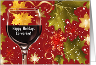 Colleague Coworker Happy Holidays Humorous with Wine Custom Text card